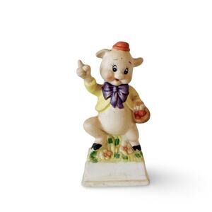 Vintage Enesco Hand Painted Pig Figurine, 1980's